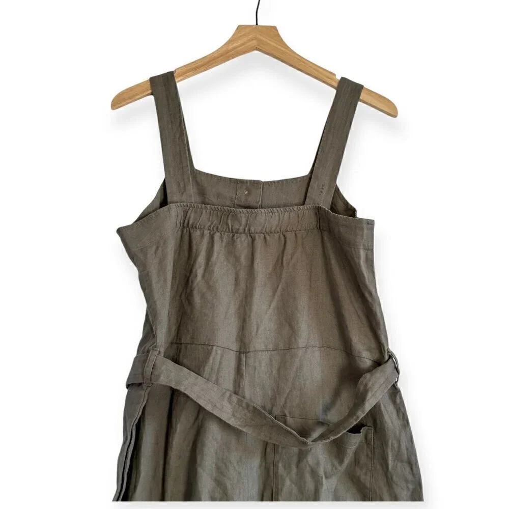 Everlane The Linen Jumpsuit in Pewter Green, Size 4, NWT